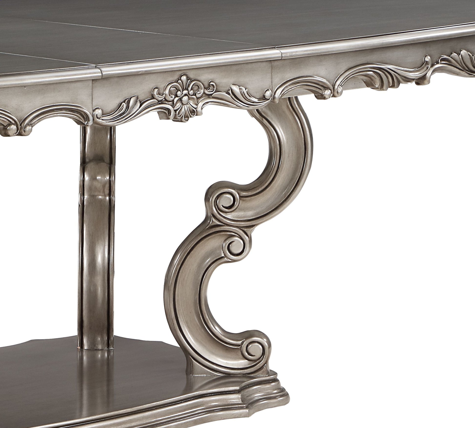 Ariadne Dining Table, Antique Plantinum Finish Dn02281 Light Gray Plywood