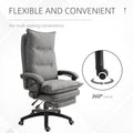 Vinsetto 360 Swivel Executive Home Office Chair Adjustable Height Linen Style Fabric Recliner With Retractable Footrest And Double Padding, Grey Gray Fabric