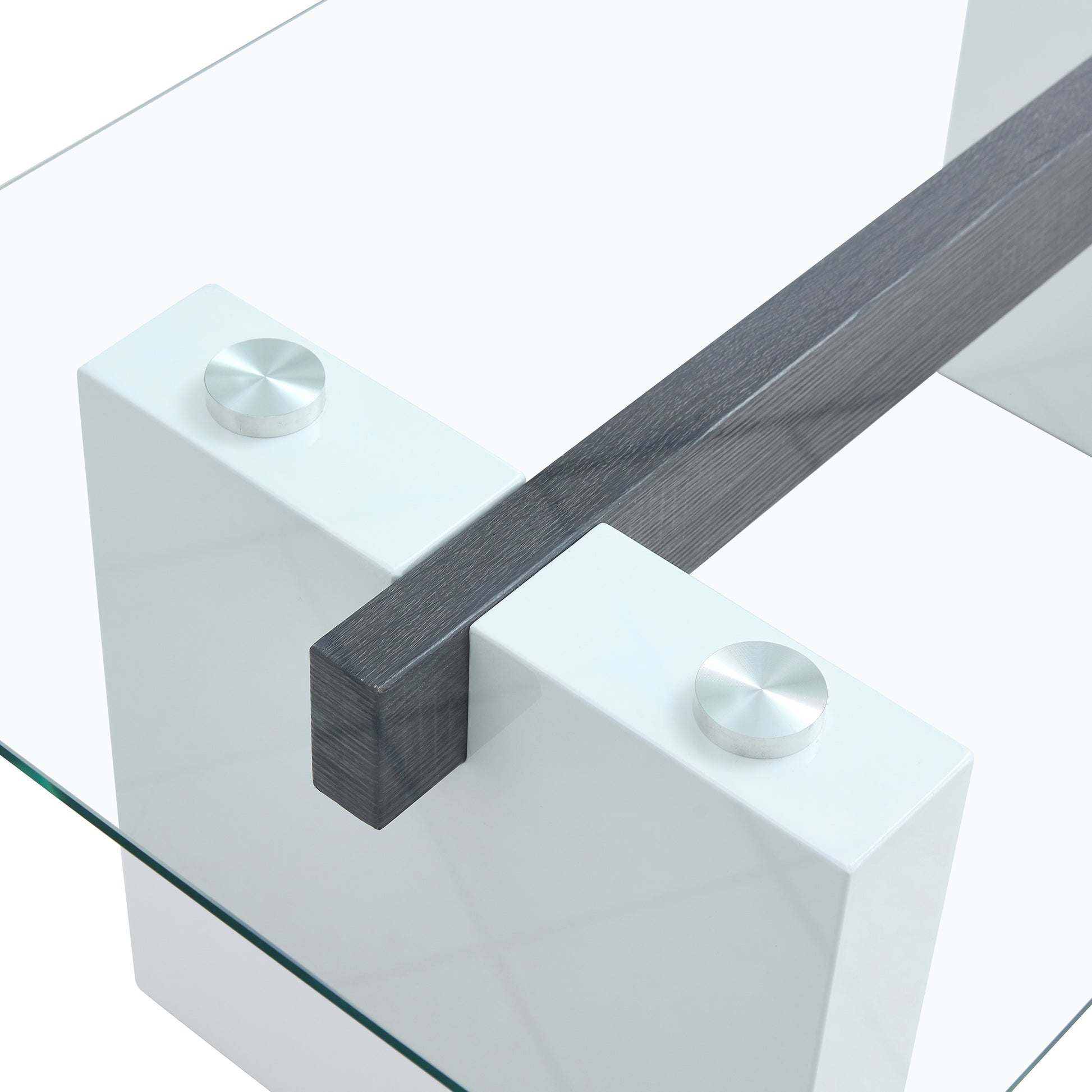 Modern Minimalist Transparent Tempered Glass Coffee Tablepaired With White Mdf Decorative Columns. Computer Desk. Game Table. Ct 1546 Transparent Glass