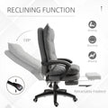 Vinsetto 360 Swivel Executive Home Office Chair Adjustable Height Linen Style Fabric Recliner With Retractable Footrest And Double Padding, Grey Gray Fabric