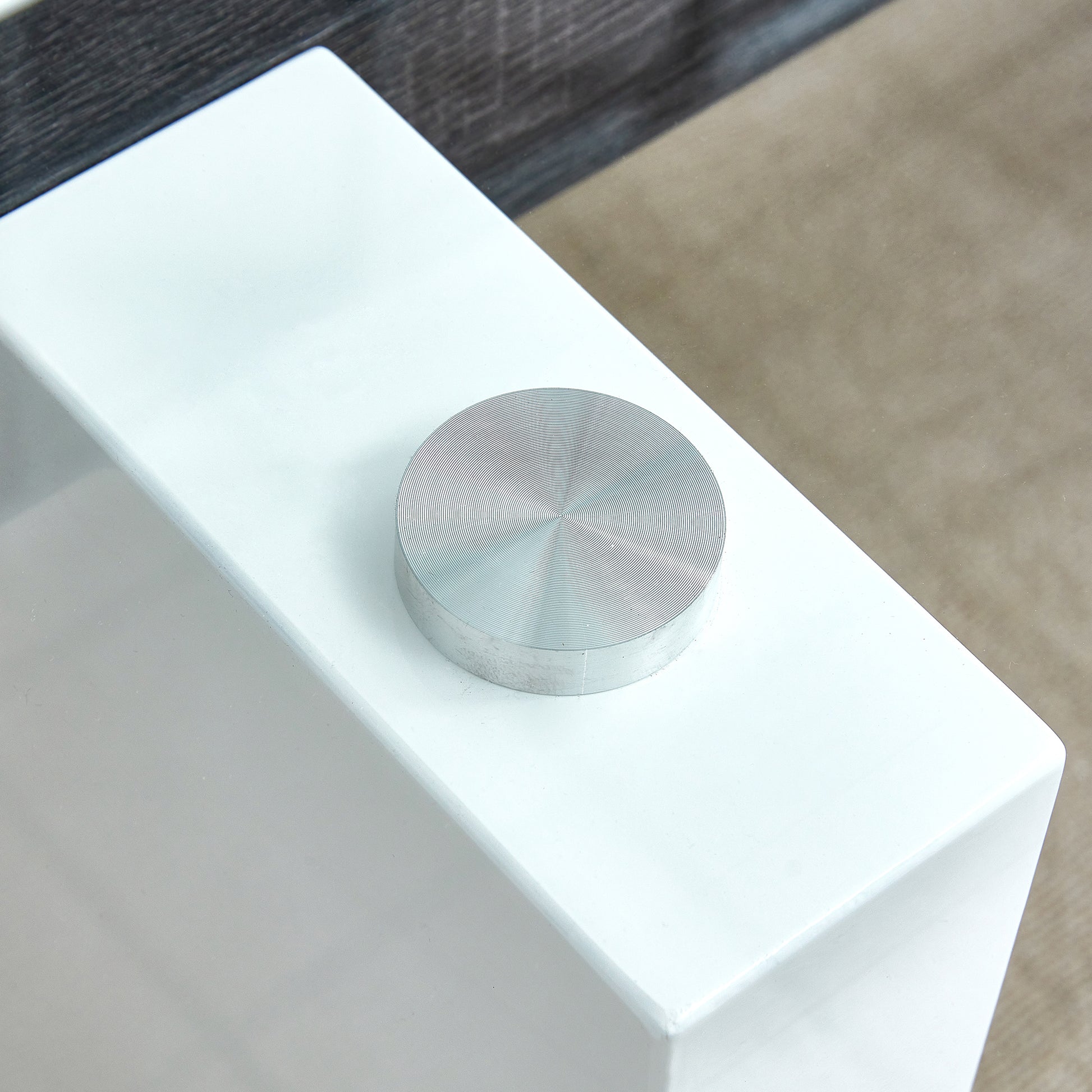 Modern Minimalist Transparent Tempered Glass Coffee Tablepaired With White Mdf Decorative Columns. Computer Desk. Game Table. Ct 1546 Transparent Glass