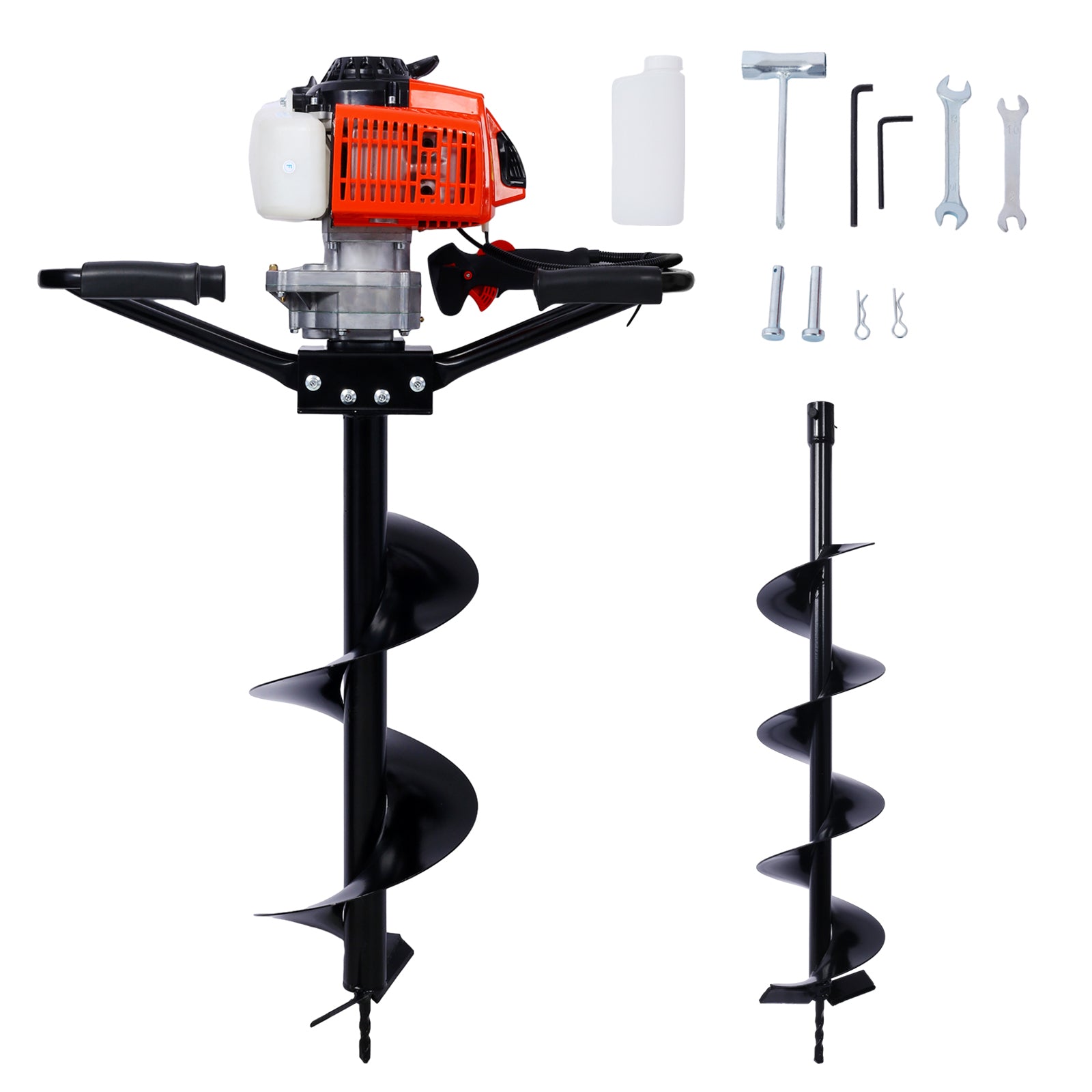 2.7Hp Post Hole Digger 63Cc Two Person Handle Gas Powered 2 Stroke Auger Digging Drill Shaft Size 3 4" Machine Only Epa Complaint With L6" L10" Drill Bits Black Steel