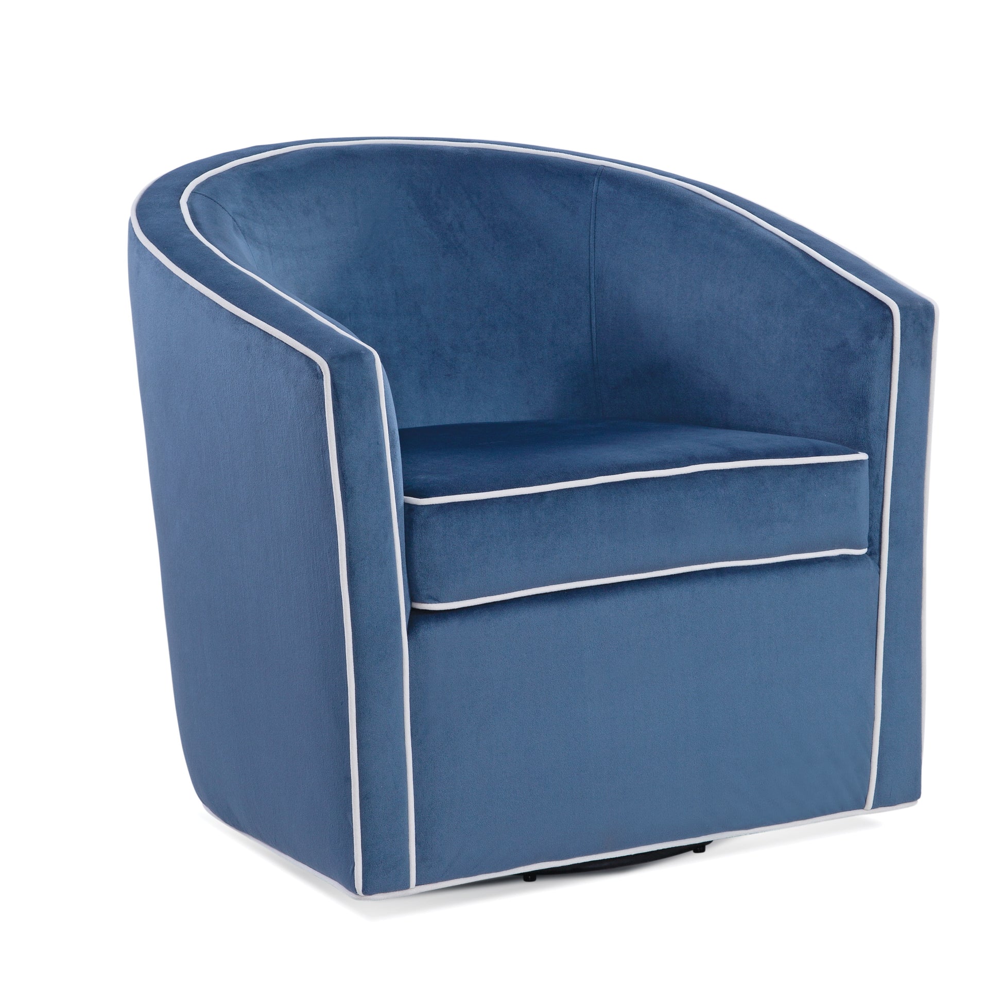 Kendall Blue Swivel Chair Blue Mid Century Modern Foam Velvet