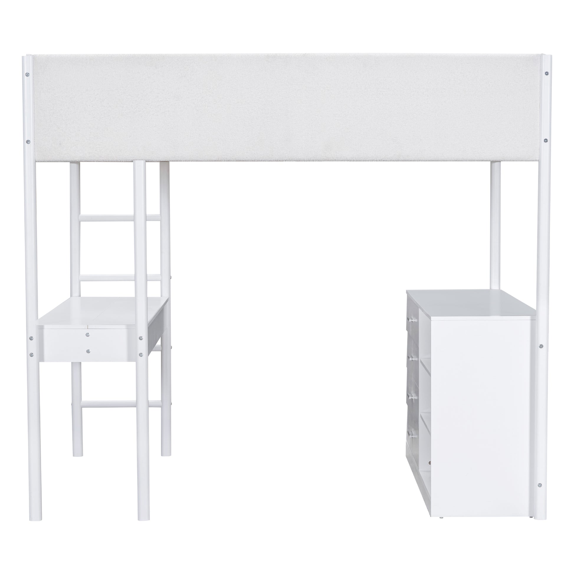 Full Size Teddy Fleeceloft Bed Wood Bed, White Full White Fleece