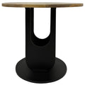 22 Inch Side End Table, Round Natural Mango Wood Top, Black Iron U Shaped Legs Black Brown Metal & Wood
