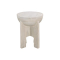 Tomas 20 Inch Side End Table, Mango Wood Drum Top, Classic Washed White White Solid Wood
