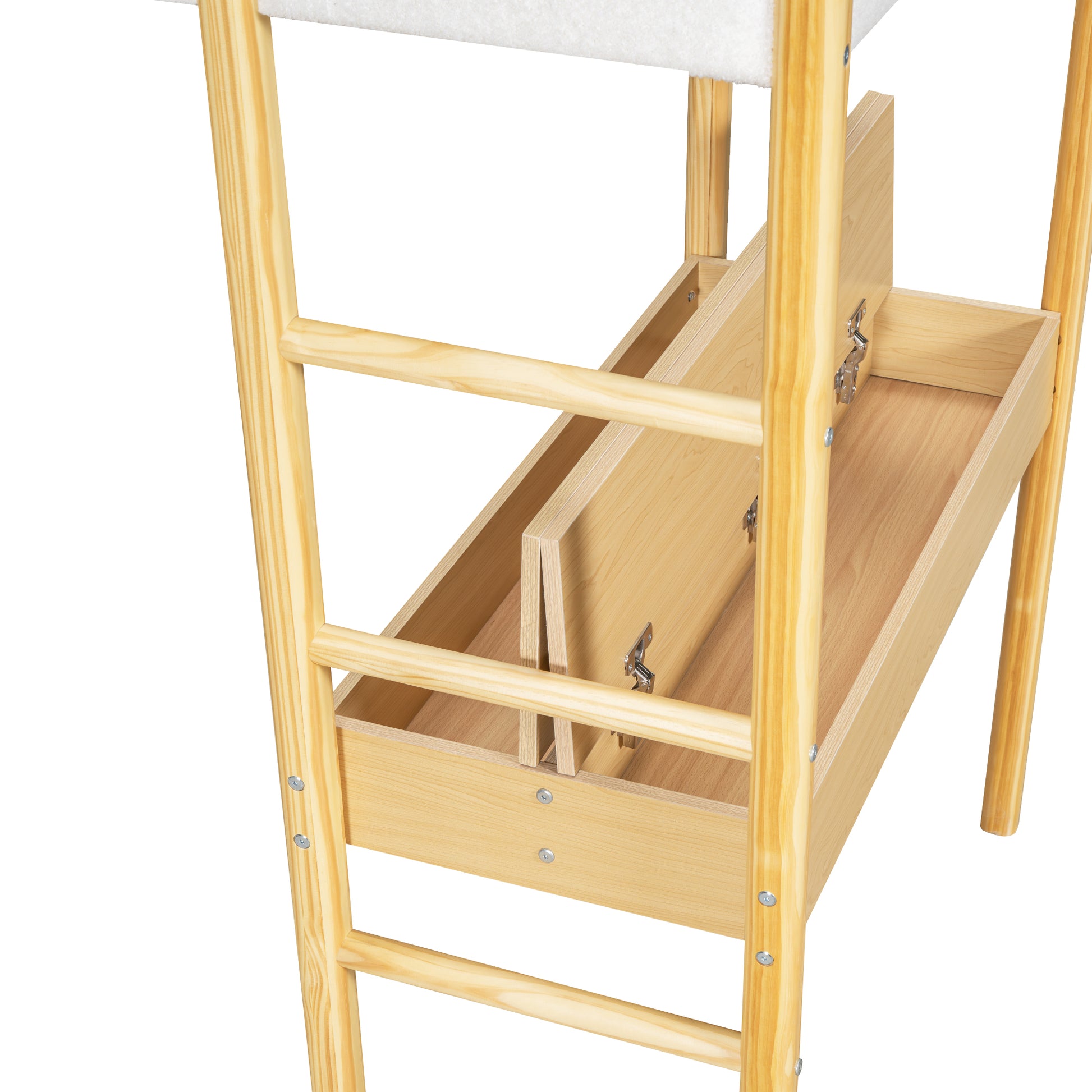 Twin Size Teddy Fleeceloft Bed Wood Bed, Natural Natural Fleece