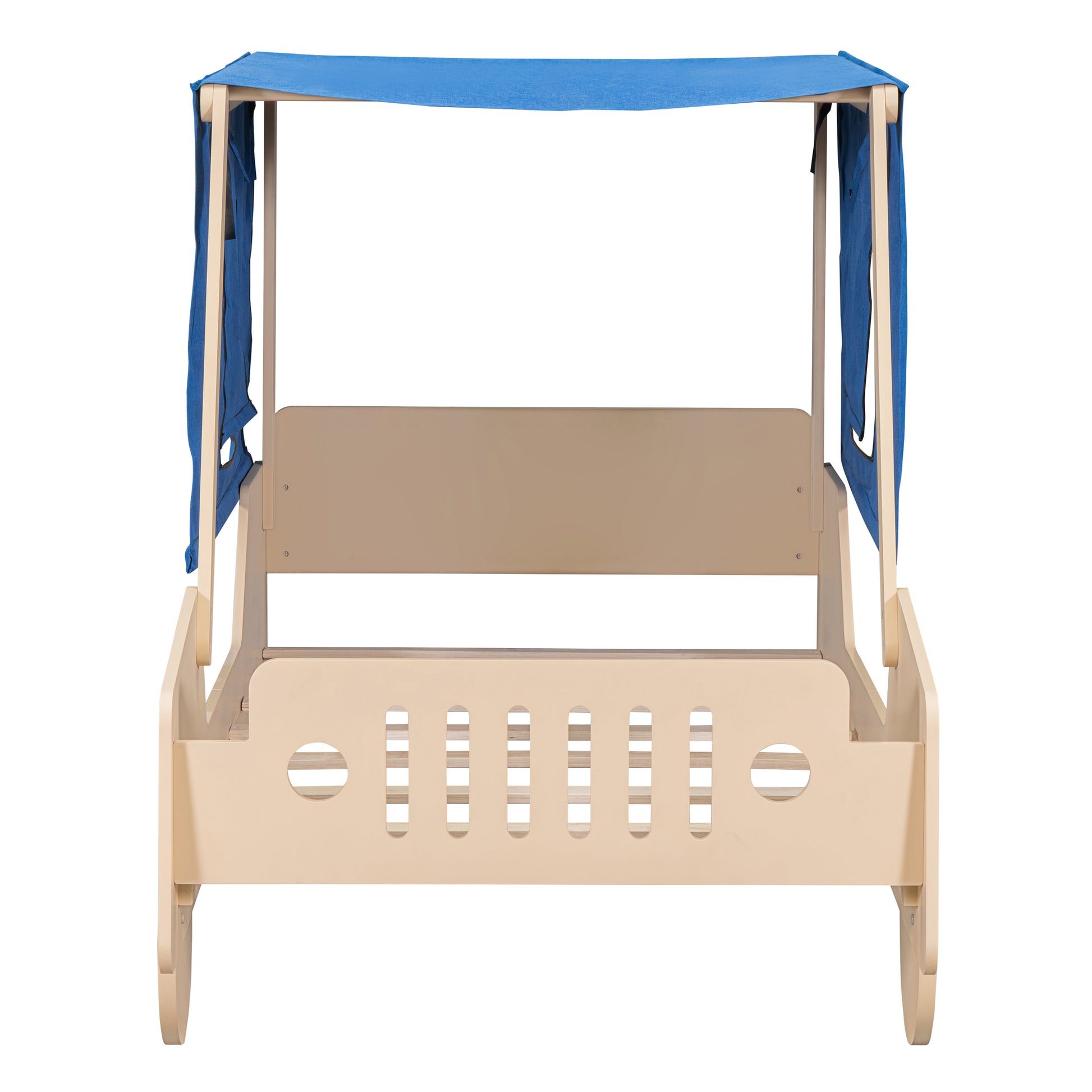 Twin Size Car Shaped Bed With Tents,Natural Natural Plywood