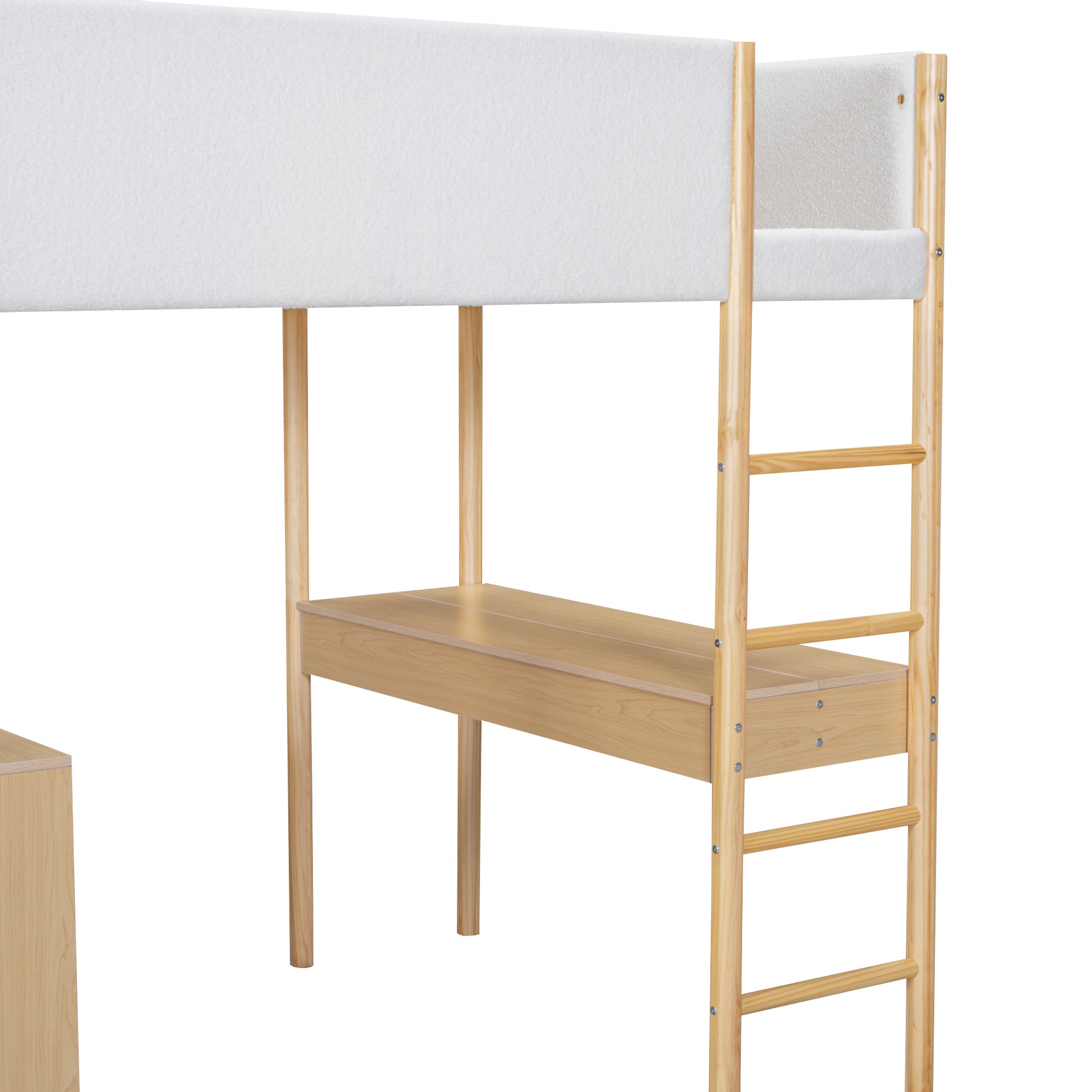 Full Size Teddy Fleeceloft Bed Wood Bed, Natural Full Natural Fleece