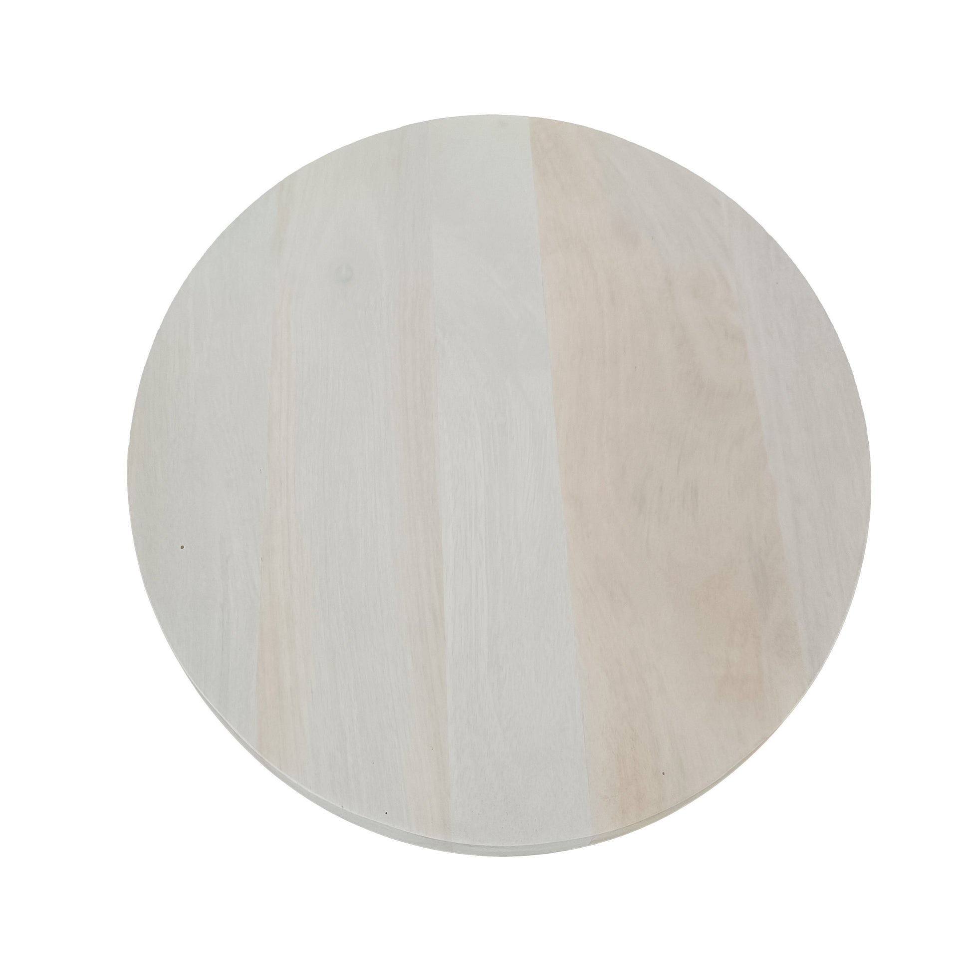 Tomas 20 Inch Side End Table, Mango Wood Drum Top, Classic Washed White White Solid Wood