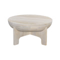 Tomas 32 Inch Coffee Table, Mango Wood Drum Top, Classic Washed White White Solid Wood
