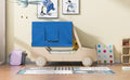 Twin Size Car Shaped Bed With Tents,Natural Natural Plywood