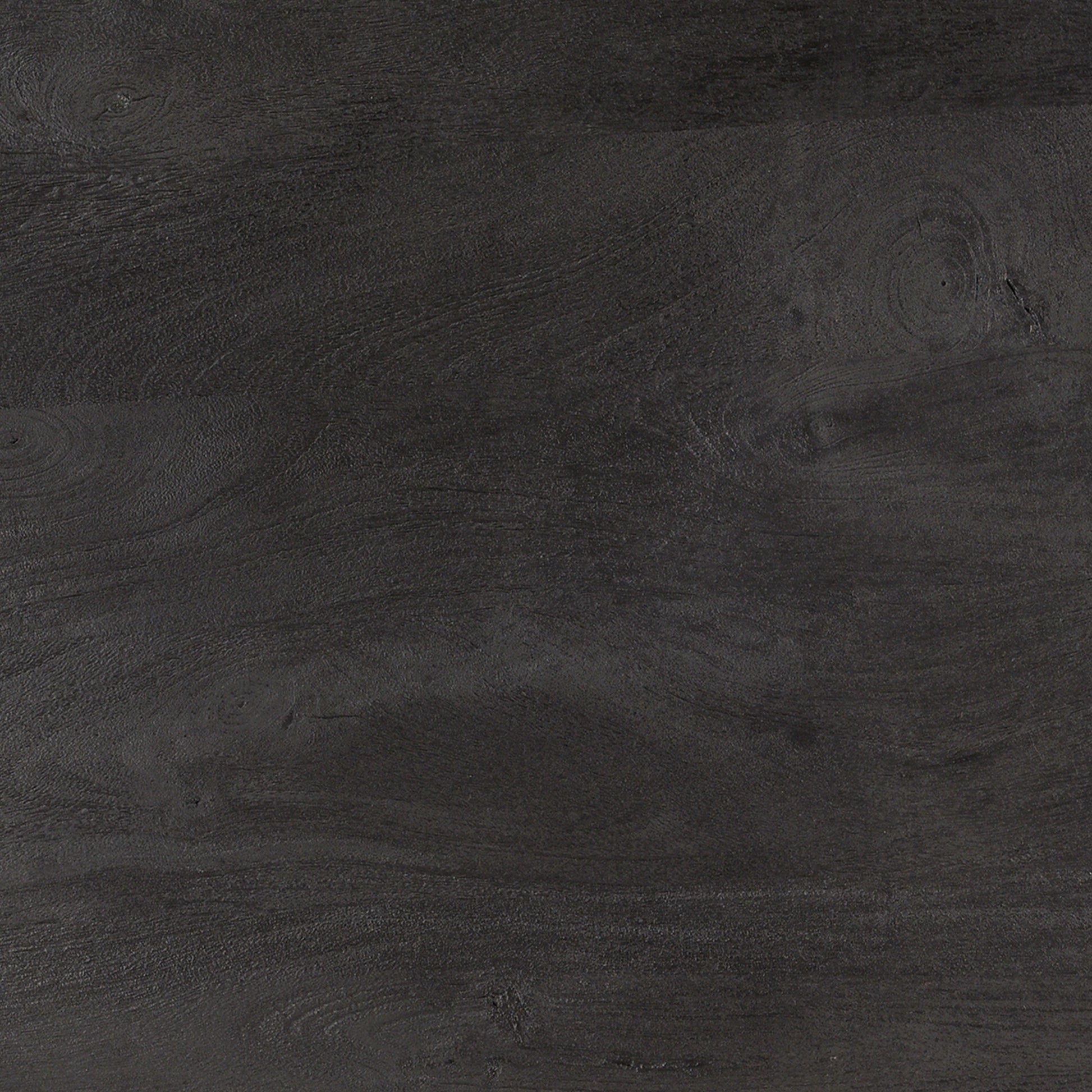 Ridge 32 Inch Handcrafted Round Coffee Table, Mango Wood, Slatted Flared Base, Black Black Solid Wood