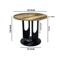 22 Inch Side End Table, Round Natural Mango Wood Top, Black Iron U Shaped Legs Black Brown Metal & Wood