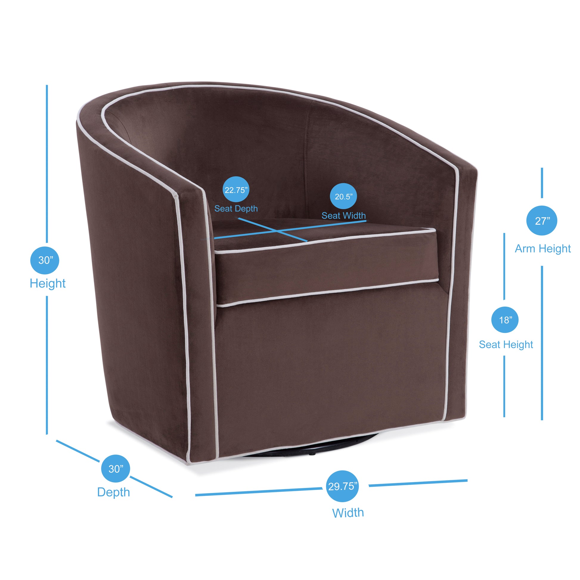 Kendall Maple Brown Swivel Chair Brown Mid Century Modern Foam Velvet