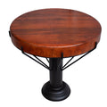 26 Inch Handcrafted Round Side End Table, Thick Mango Wood Top, Black Iron Pedestal Base Black Brown Metal & Wood
