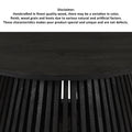 Ridge 32 Inch Handcrafted Round Coffee Table, Mango Wood, Slatted Flared Base, Black Black Solid Wood