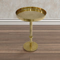 Ara 12 Inch Side End Table, Vintage Sleek Pillar Base, Round Tray Top, Oxidized Antique Brass Antique Brass Iron