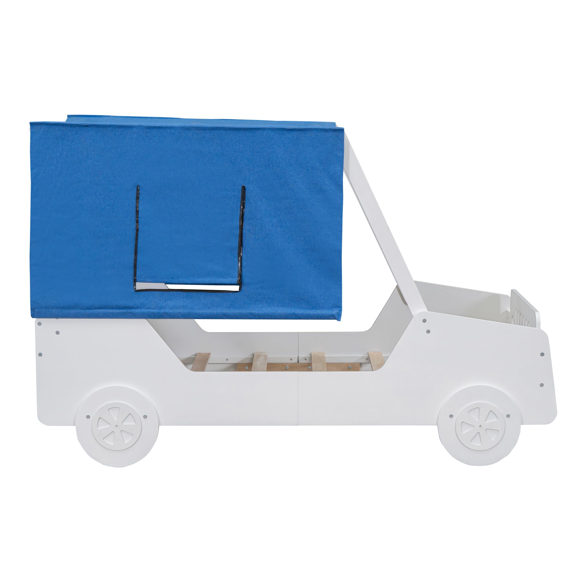 Twin Size Car Shaped Bed With Tents,White White Plywood
