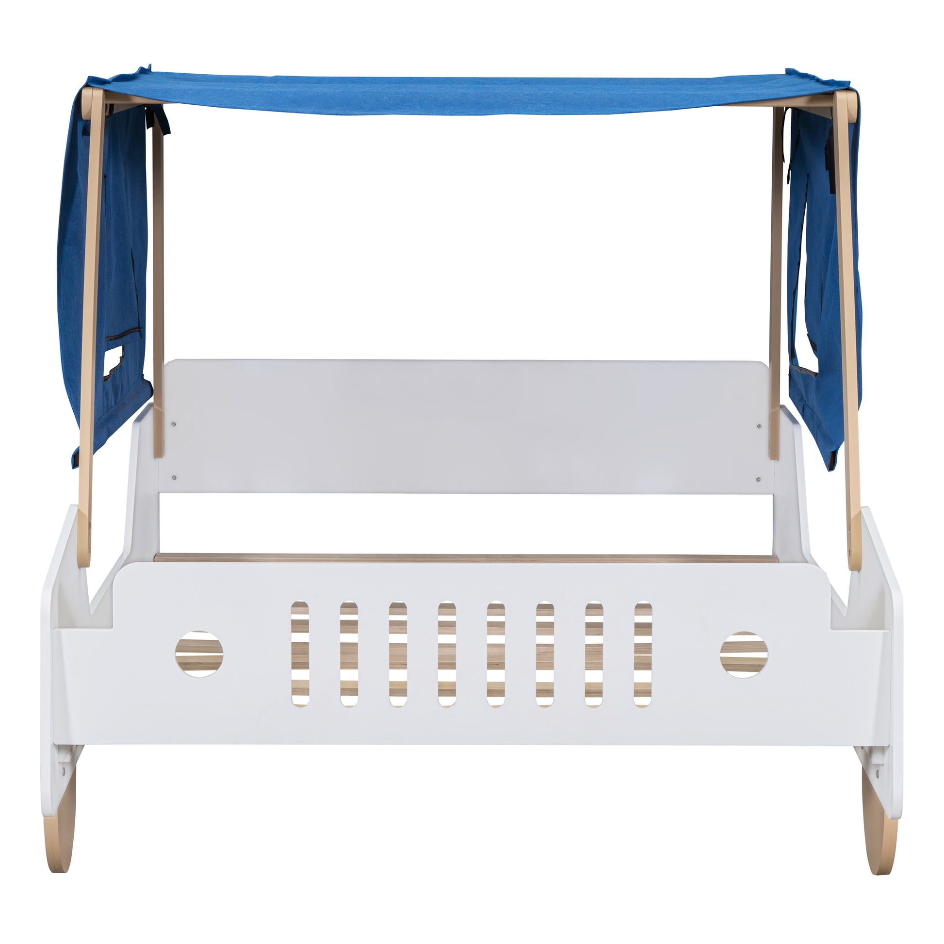 Full Size Car Shaped Bed With Tents,White Natural White Natural Plywood