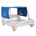 Full Size Car Shaped Bed With Tents,White Natural White Natural Plywood