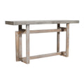 59 Inch Artisan Sideboard Console Table With Geometric Interlocked Base, Distressed Matte Gray Gray Solid Wood