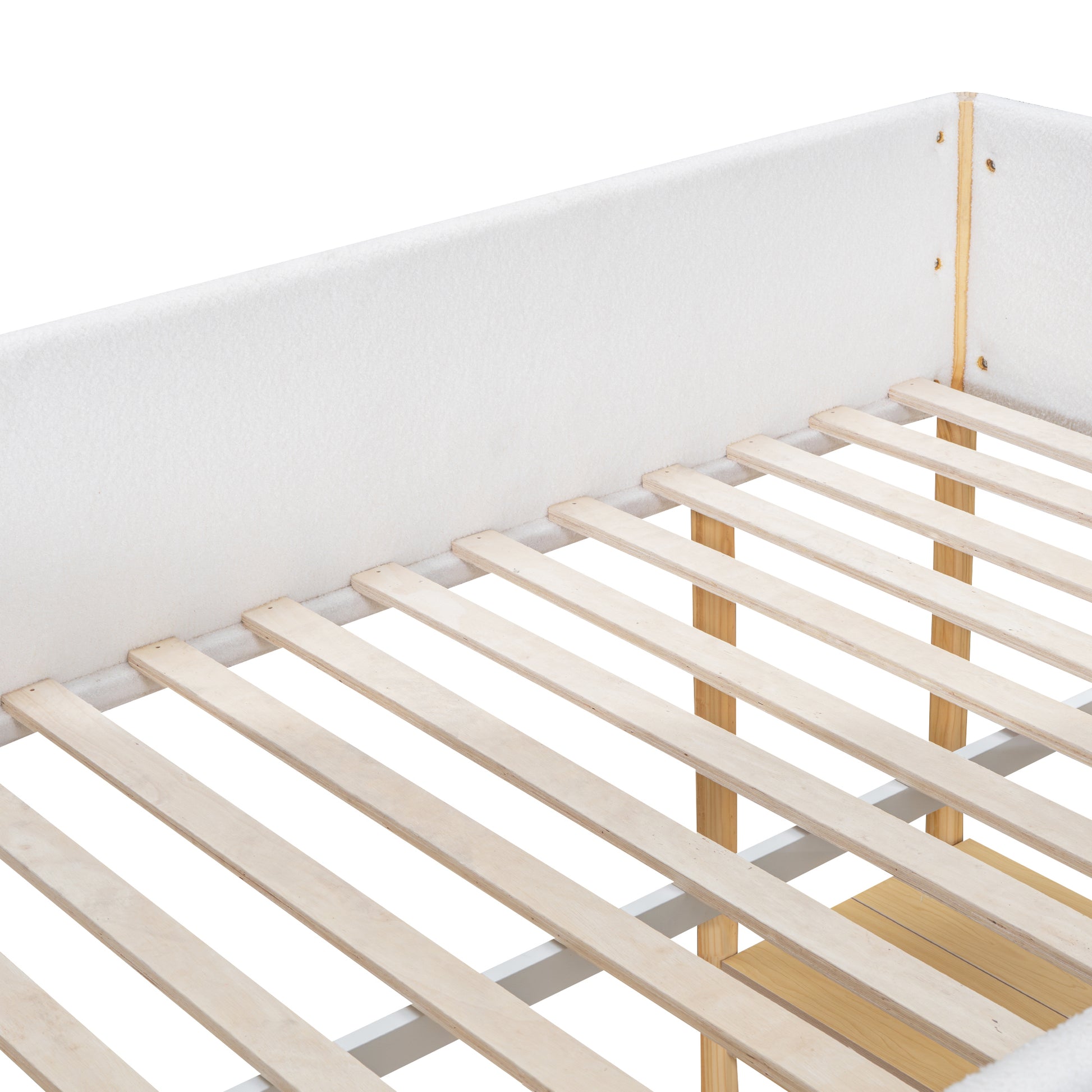 Full Size Teddy Fleeceloft Bed Wood Bed, Natural Full Natural Fleece