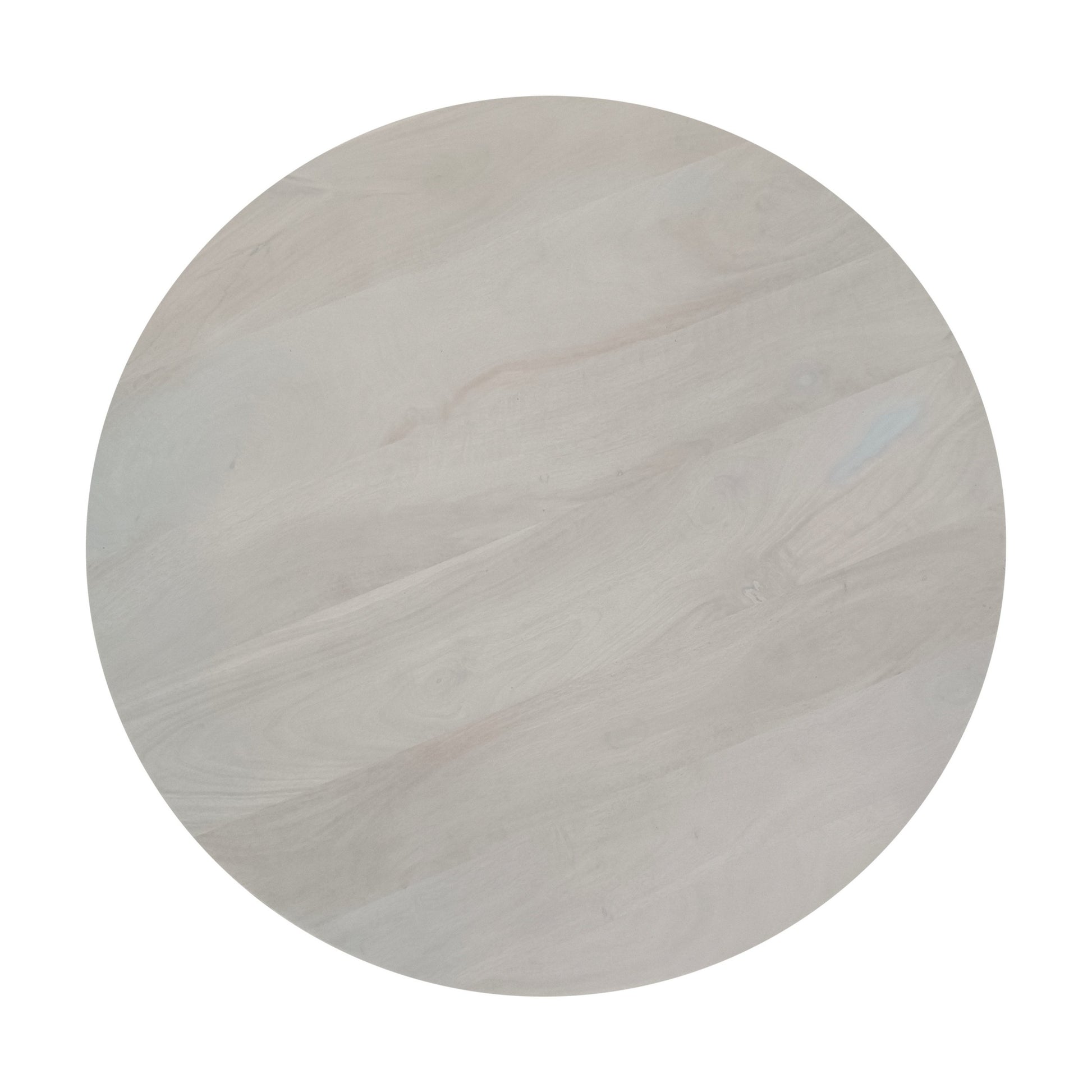 Tomas 32 Inch Coffee Table, Mango Wood Drum Top, Classic Washed White White Solid Wood