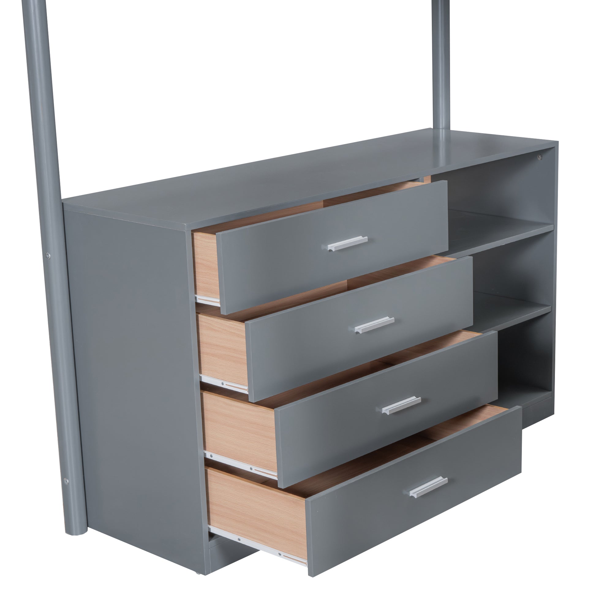 Full Size Teddy Fleeceloft Bed Wood Bed, Gray Full Gray Fleece