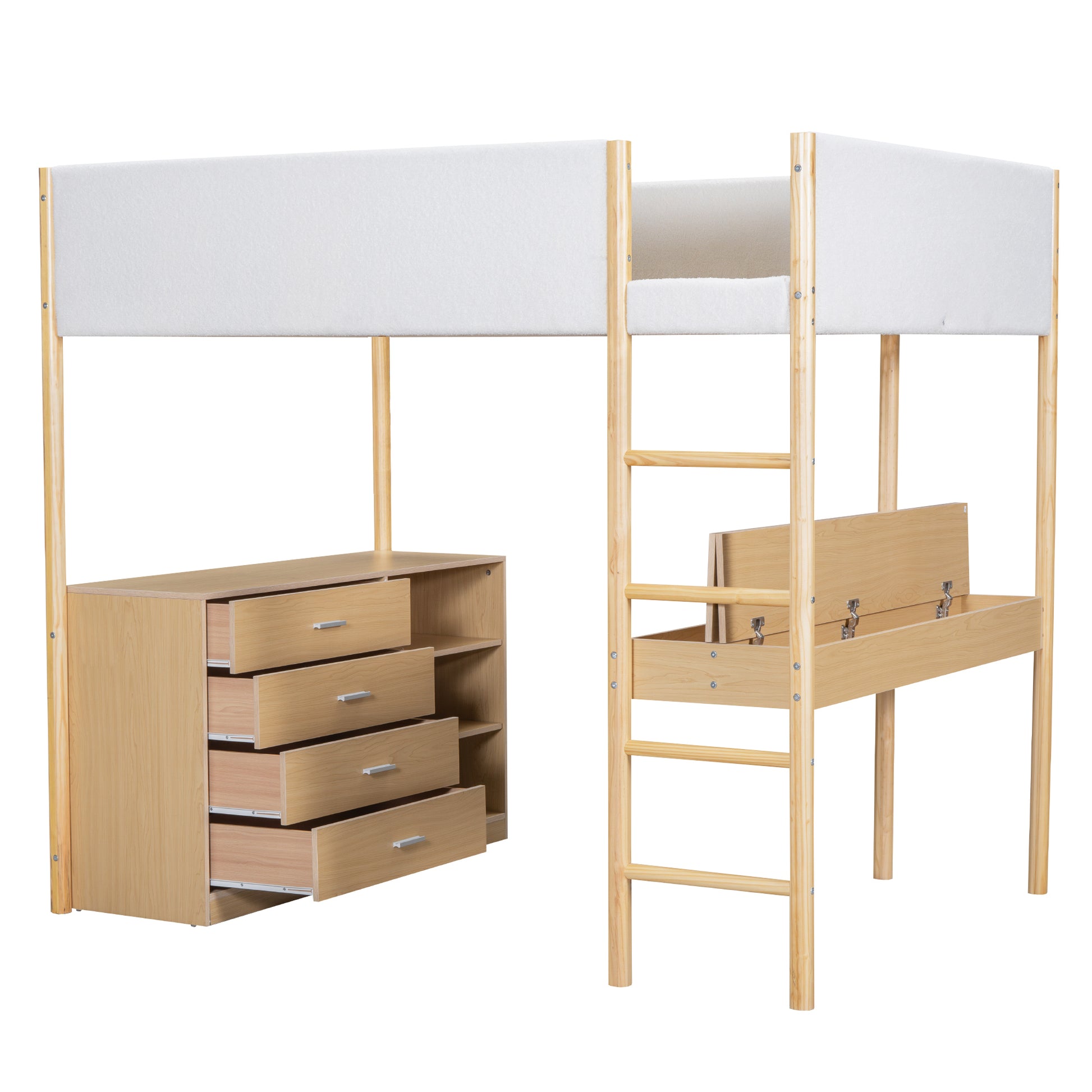 Full Size Teddy Fleeceloft Bed Wood Bed, Natural Full Natural Fleece