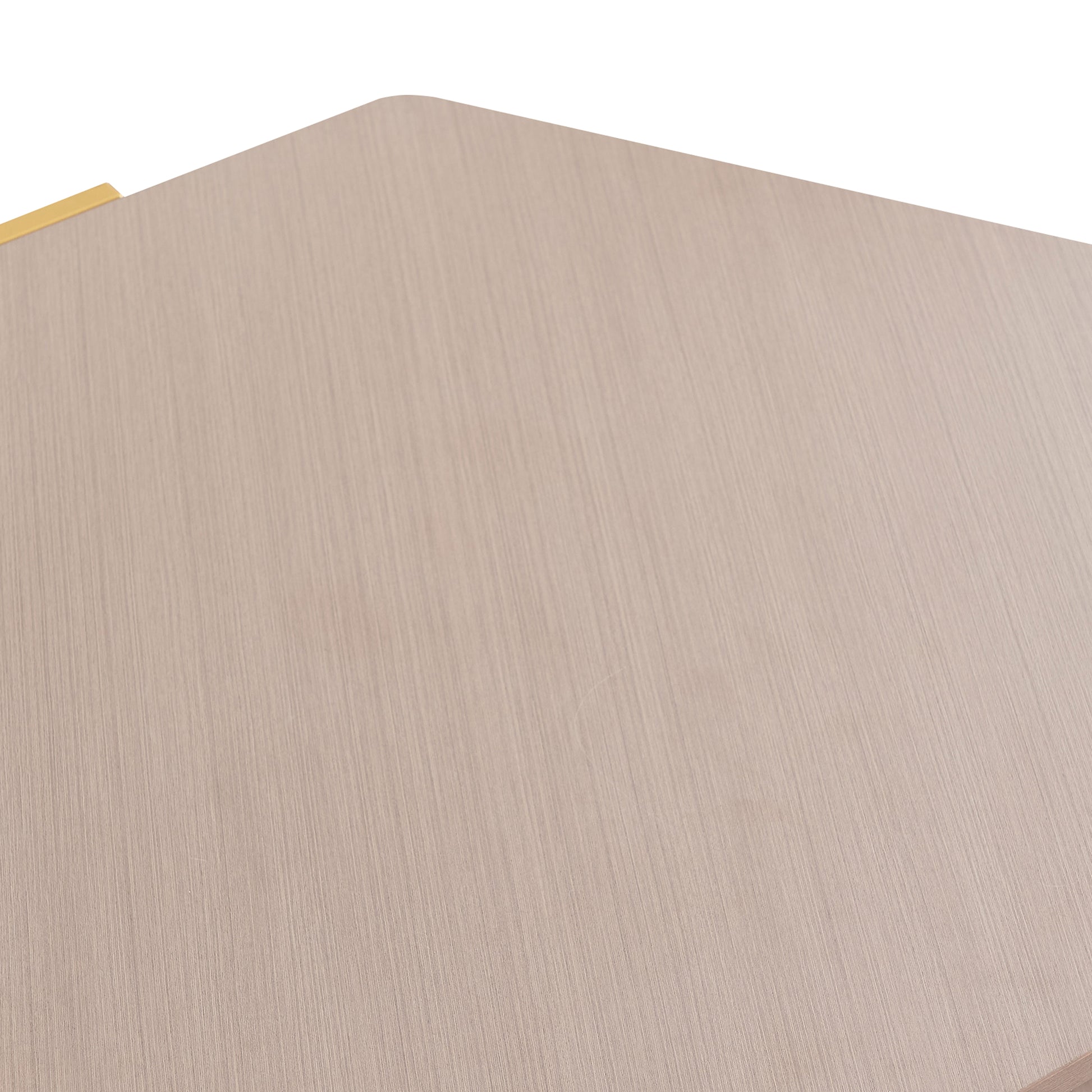 36 Inch Hexagonal Modern Coffee Table, Wood Top And Shelf, Gold Metal Legs Brown Gold Particle Board