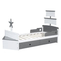 Twin Size Boat Shaped Platform Bed With 2 Drawers,Twin Bed With Storage For Bedroom,Gray Gray Wood