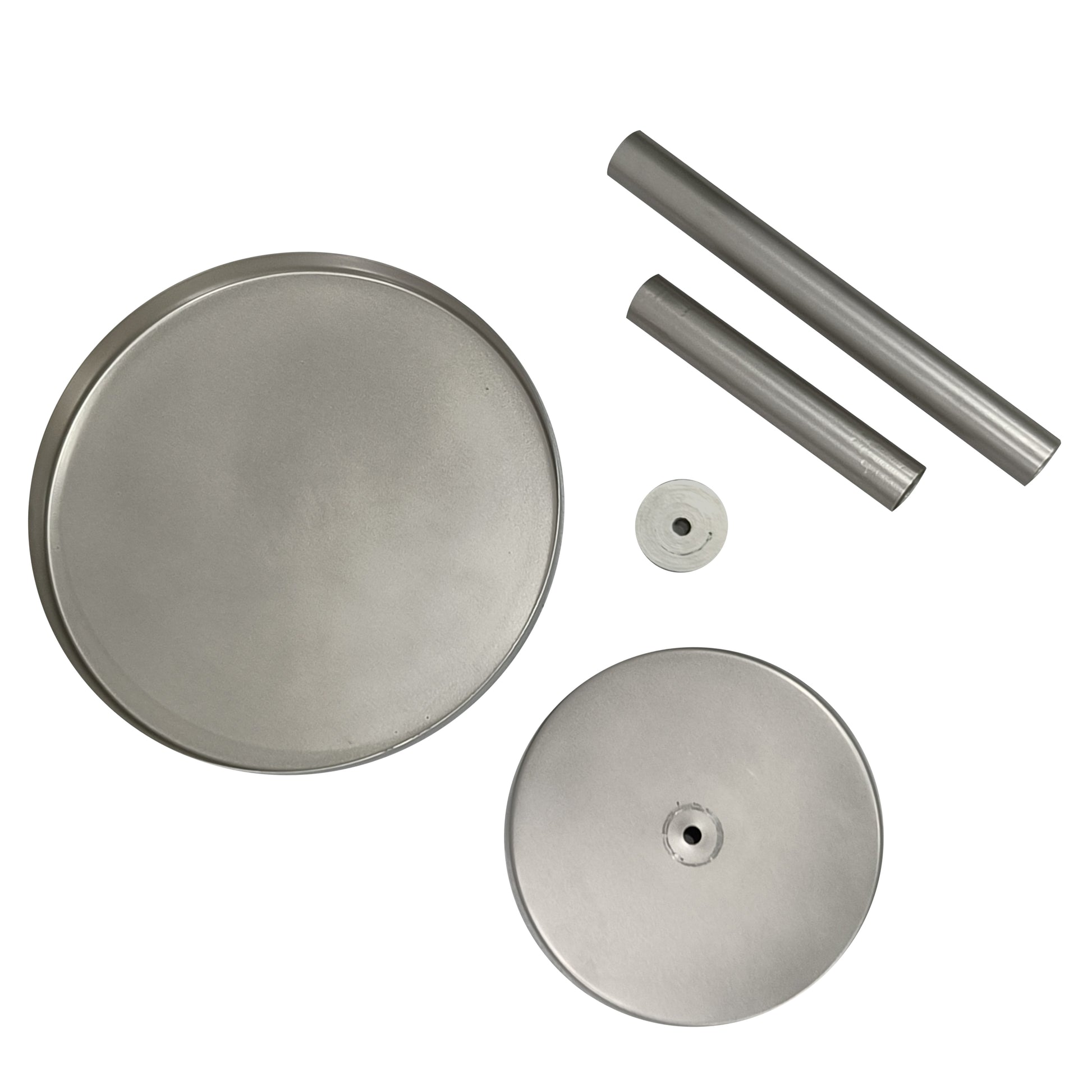 Ara 12 Inch Side End Table, Vintage Sleek Pillar Base, Round Tray Top, Matte Nickel Finish Antique Silver Iron