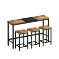 Modern Design Kitchen Dining Table, Pub Table, Long Dining Table Set With 3 Stools, Convenient Hanging Stool Design, Natural Black Natural Black Desk And Chair Set Mdf Metal