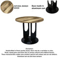 22 Inch Side End Table, Round Natural Mango Wood Top, Black Iron U Shaped Legs Black Brown Metal & Wood