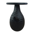 14 Inch Side End Table, Artisan Handcrafted Mango Wood, Embossed Teardrop Shaped Base, Black Black Solid Wood