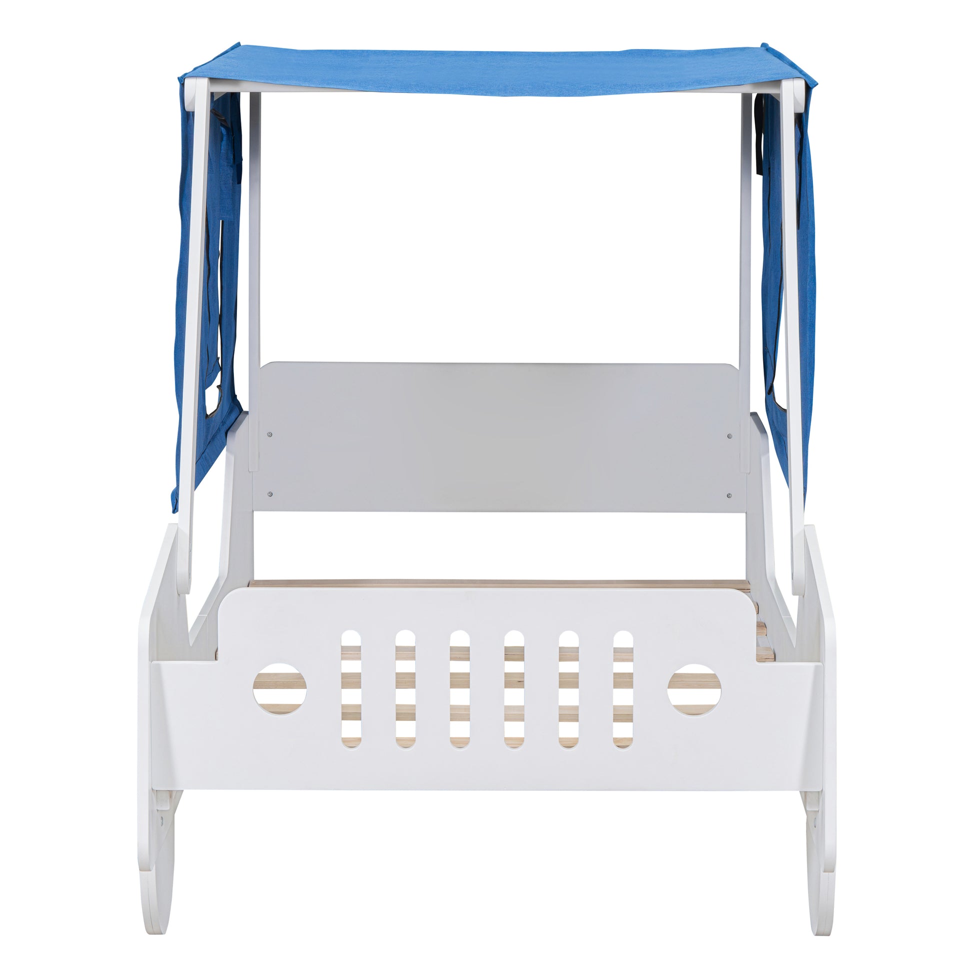 Twin Size Car Shaped Bed With Tents,White White Plywood