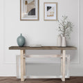 59 Inch Artisan Sideboard Console Table With Geometric Interlocked Base, Distressed Matte Gray Gray Solid Wood