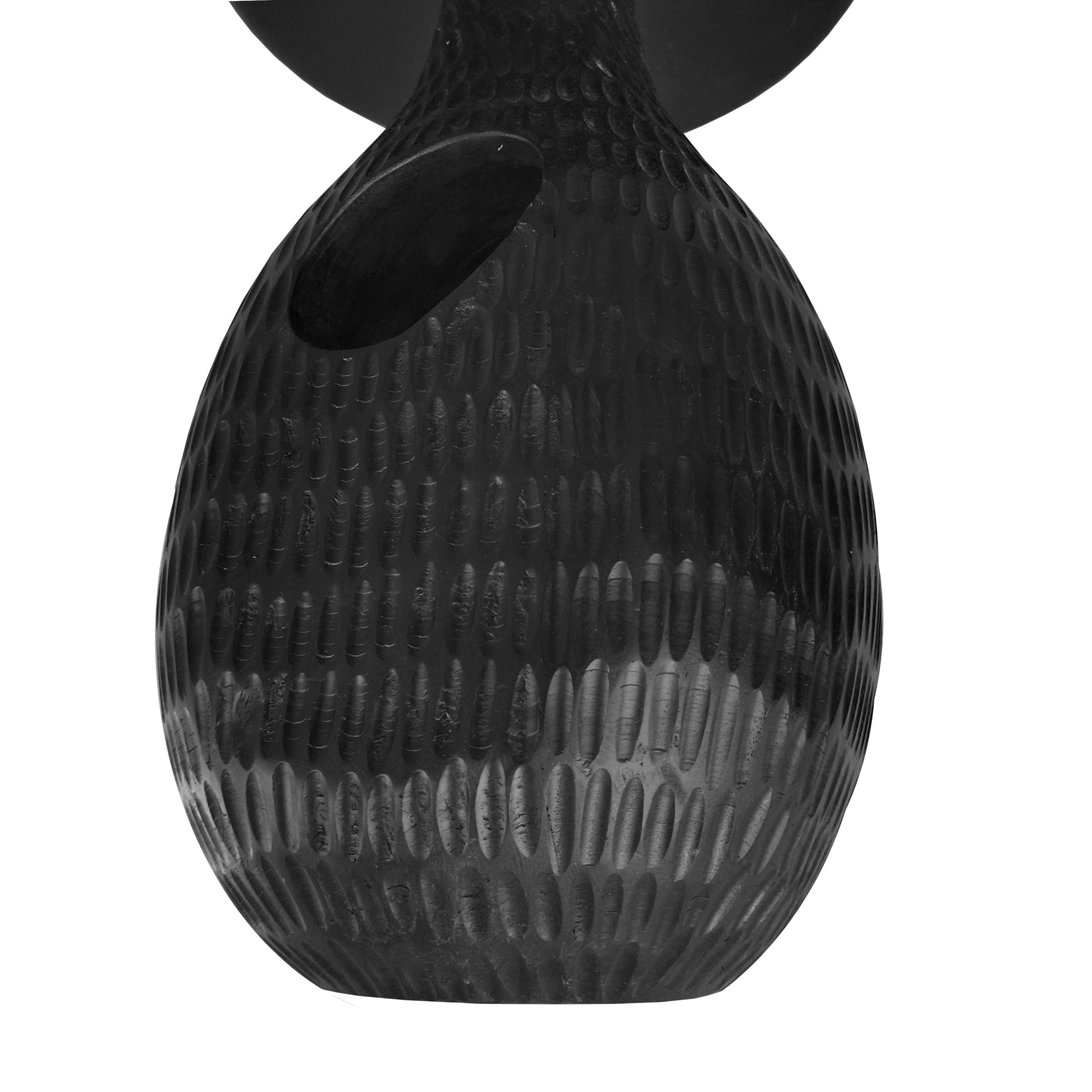 14 Inch Side End Table, Artisan Handcrafted Mango Wood, Embossed Teardrop Shaped Base, Black Black Solid Wood