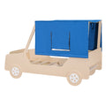 Twin Size Car Shaped Bed With Tents,Natural Natural Plywood