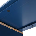 K&K Rolling Kitchen Island With Extended Table, Kitchen Island On Wheels With Led Lights,Power Outlets And 2 Fluted Glass Doors, Kitchen Island With A Storage Compartment And Side 3 Open Shelves, Navy Navy Blue Kitchen Classic,European,Modern Rectangular