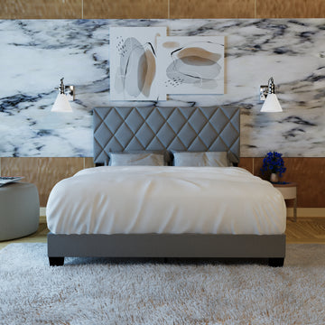 Gray Queen Size Adjustable Bed Frame Velvet Fabric Comfortable And Simple Versatile Style Make The Room Feel More Layered Box Spring Not Required Queen Gray Wood Espresso Bedroom American Design,Contemporary,Grunge,Minimalist Rubberwood Adjustable