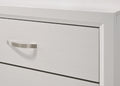Contemporary 2 Drawer Nightstand End Table White Finish Two Storage Drawers Metal Handles Bedroom Living Room Wooden Furniture White Wood