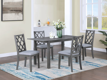 Carlisle 5 Piece 59.5" Gray Finish Extendable Wood Dining Set With Upholstered Seat Cushion Gray Wood Fabric