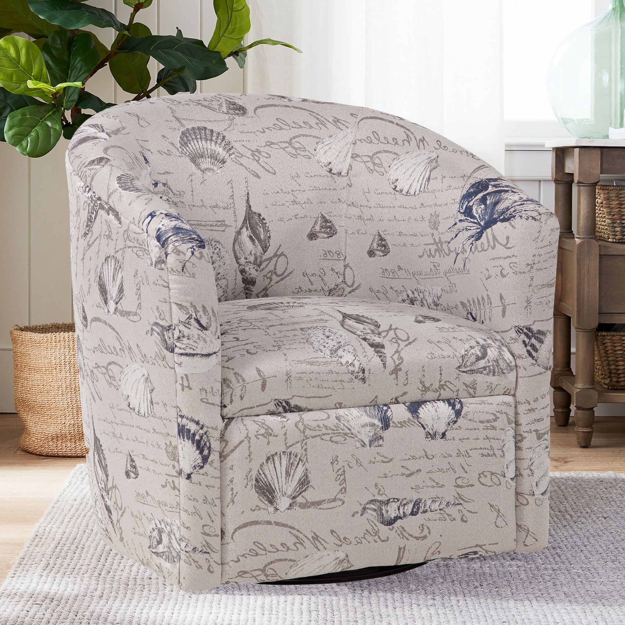Boardwalk Swivel Accent Chair Gray Beach,Coastal Foam Polyester