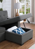 3 Piece Upholstered Sectional Dark Gray Foam Linen