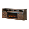 Farmhouse 93 Inch Electric Fireplace Tv Stand For Tvs Up To 100 Inches, Minimal Assembly, Aged Whiskey Finish Electric Brown Primary Living Space Alder Yes Insert Electric 41 50 Yes Brown 400 Vent Free Farmhouse,Lodge,Rustic Wood
