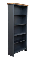 Essex 72 Inch High 5 Shelf Bookcase, No Assembly Required, Black And Whiskey Finish 5 Black Standard Horizontal Office Closed Back Wood Coastal,Farmhouse Poplar Wood