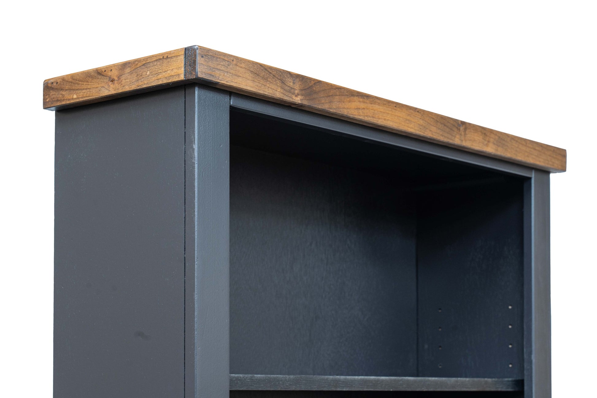 Essex 72 Inch High 5 Shelf Bookcase, No Assembly Required, Black And Whiskey Finish 5 Black Standard Horizontal Office Closed Back Wood Coastal,Farmhouse Poplar Wood