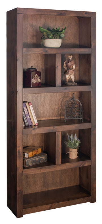 Sausalito 79 Inch High Bookcase, No Assembly Required, Whiskey Finish 7 Brown Brown Standard Horizontal Office Closed Back Wood Rustic,Transitional Alder Wood